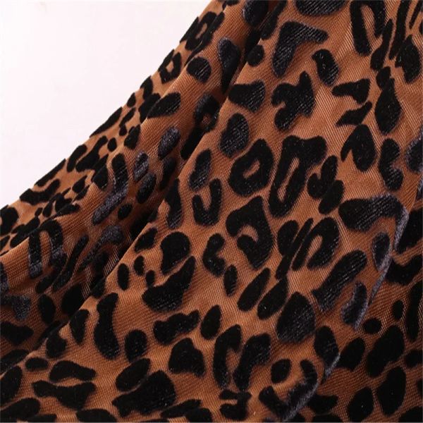 Tela 50 cm/100 cm * 150 cm Tela de terciopelo con estampado de leopardo Brocado elástico Tela jacquard flocada Tela de encaje africano para ropa de costura DIY