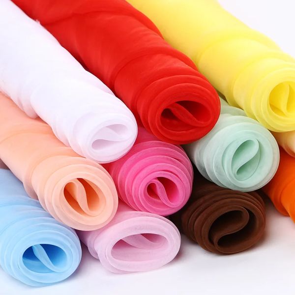 Tissu 5meters / lot Soft Tulle Mosquito Net Gauze Organza Fabric Couleur Couleur rideau Mesh Roll en tulle pour décoration de mariage