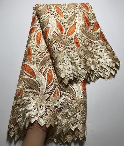 Tela 5 yardas guipur tela de encaje africano 2022 último encaje de gasa suizo bordado de alta calidad tela de encaje nigeriano de algodón para vestido