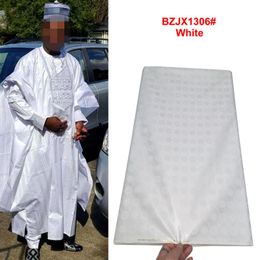 Tissu 5yards bazin riche blanc tissus 2020 nouveua doux 100% coton tissu brocart de guinée dernier tissu atiku pour hommes