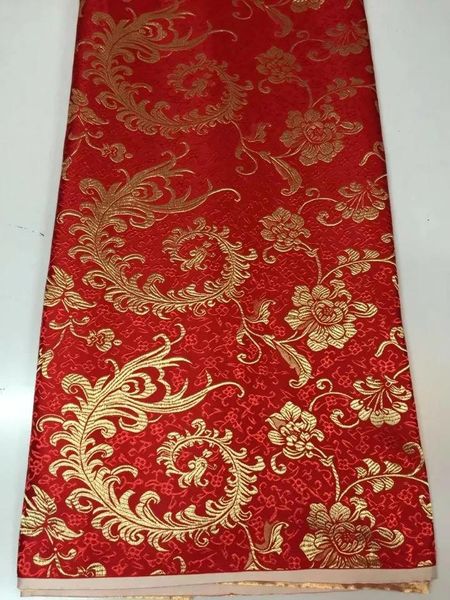 Tissu 8 mètres/pièce offre spéciale tissu de coton africain rouge et motif de phénix doré broderie dentelle de voile suisse pour vêtements JC213