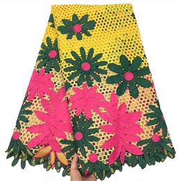 Tela Cordón africano tela de encaje guipur encaje de seda de leche bordado tela de encaje africano 2,5 yardas tela de encaje nigeriano para boda T09