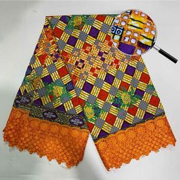 Stof Afrikaanse Guipure Koord Kant Stof Nieuwste Katoen Ankara Wax Mix Kant Borduren 6Yards Nigeriaanse Wax Materialen Naaien Voor Kleding