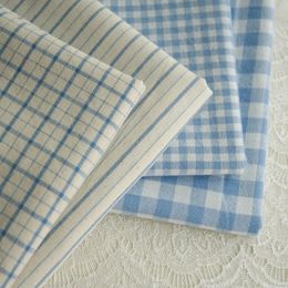 Tissu et couture 140x50cm Vintage bleu lin Plaid rayé fil teint coton nappe robe sac tissu 231212