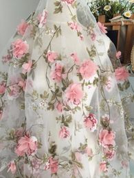 Stof en Naaien 1 yard bloem chiffon kant organza borduren stof hand applique jurk diy trouwjurk stof 230721