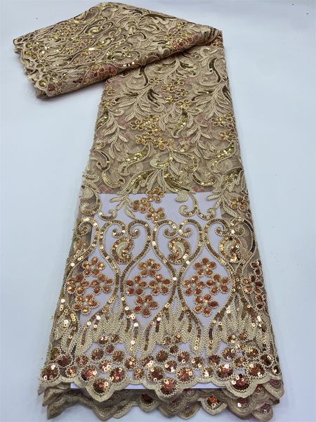 Tela y costura 2023, encaje de tul nigeriano africano de alta calidad para vestido de fiesta de boda, tela de red bordada, 5 yardas, 230727