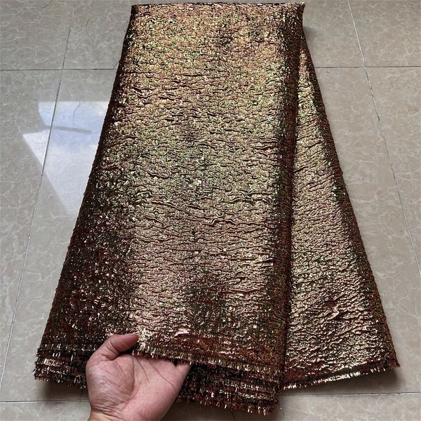 Tela y costura Africana 5 yardas Telas de encaje bordado de moda para mujeres Vestidos de fiesta Tul Púrpura Brocado Nigeriano Jacquard 231211