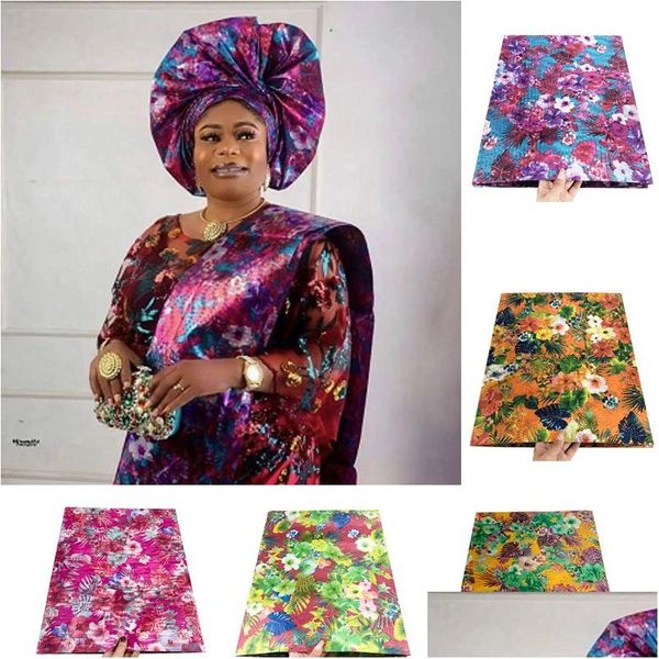 Tissu et couture africain mti couleur sego Headtie High Quality 020 2pcs sac coffret Headscarf pour mariage Aso Ebi 230727 Dro Homefavor Dhyjp