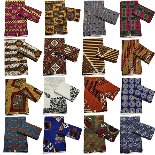 Tela y costura cera africana verdadera nigeriana Ankara bloques estampados Batik holandés Pagne 100% algodón para 695 231211