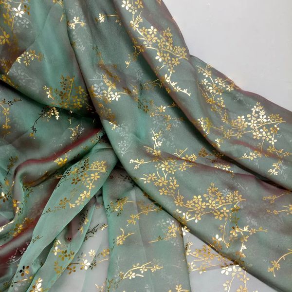 Tissu et couture robe de cosplay bronzant en mousseline de soie tissu fleur brillant bronzé matériel de costume bricolage scène cosplay robe 230928