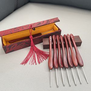 Crochets pour tissu et couture, manche en bois de santal, aiguilles de pull à tricoter en aluminium, outils artisanaux de bricolage pour la maison, 230826