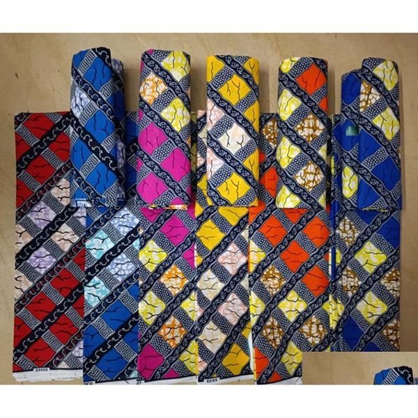 Tissu et conception de couture 6 mètres Lot de cire africaine Ghana Kente imprimé Nigeria Ankara Kitenge Pagnes 221027 livraison directe Dh37W