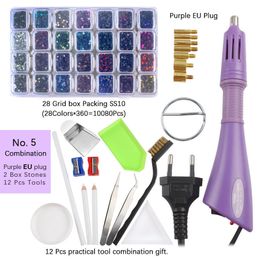 Stoffen en naaien Fix S Purple Applicator US EU -plug Wand Gun en Fix voor ijzer op kristallen Set 230111