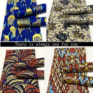 Stof en naaien Gold Print African Wax Fabric Cotton Real Kenet Nigeriaanse Rapper Ankara Pagne Lendendoek Batik Wedding Party Materiaal 6Yards 230707