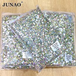 Tissu et couture JUNAO vente en gros 100 brut SS3 4 5 6 30 40 50 grande taille cristal clair AB en vrac pierres à ongles en verre Flatback 230111