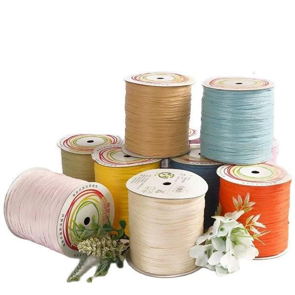 Tissu et couture Fil de paille de raphia 250Y / Roll Corde en fibres végétales biologiques pour crochet à la main Chapeaux d'été Sacs Bricolage Cadeaux Fleurs Matériel d'emballage 230707