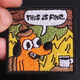 Stof en naaien Dit is een fijne patch badge grappige cartoon creatieve dierenhond kat koffiekopje geborduurde vlekken op kledingstickers aangepaste paren 230412