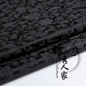 Stof zwarte draak damast kom kom trim diy jacquard brokaatstof mongolië mobe bekleding doek diy materiaal 75cm*50 cm p230506