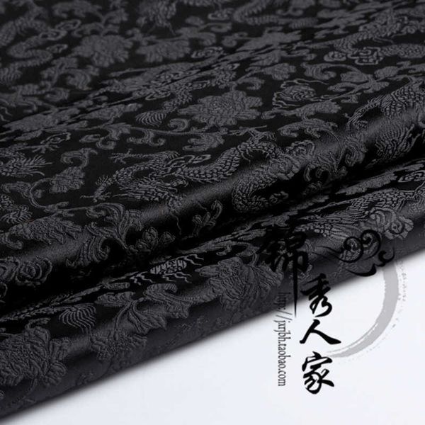 Tissu noir Dragon Damask Venez Garniture Bricolage Jacquard Brocart Tissu Mongolie Robe Tissu D'ameublement BRICOLAGE Matériel 75 CM * 50 CM P230506