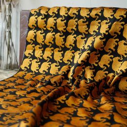 Tissu Jacquard teint en fil à motif d'éléphant noir et doré, 50cm x 160cm, pour sacs et robes de femmes, bricolage couture