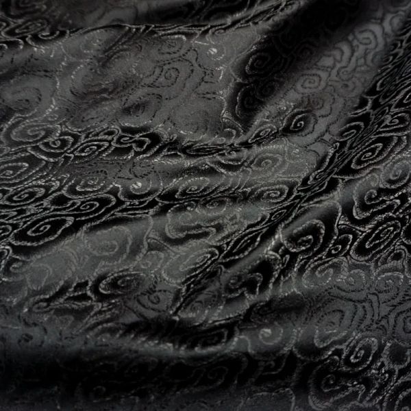 Tela de brocado Jacquard estilo viento negro, Material para abrigo, vestido, acolchado, tela de costura, costura de retazos por metro