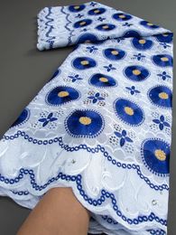 Stof blauw Afrikaanse katoenen stof 2,5 meter Nigeriaanse Zwitserse voile kant stof in Zwitserland voor vrouwen bruiloft naaien TY3183 231129