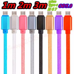 Stof gevlochten dikke kabel micro 5pin kabel OD5.0 V8 nylon USB -gegevensladerkabel voor Samsung S4 S6 S7 Edge voor HTC LG Sony voor iPhone 5 6 7