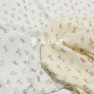Tissu respirant Double couche gaze coton crêpe tissu dessin animé lapin imprimé tissu de coton pour bricolage couture maison Textile vêtements de nuit