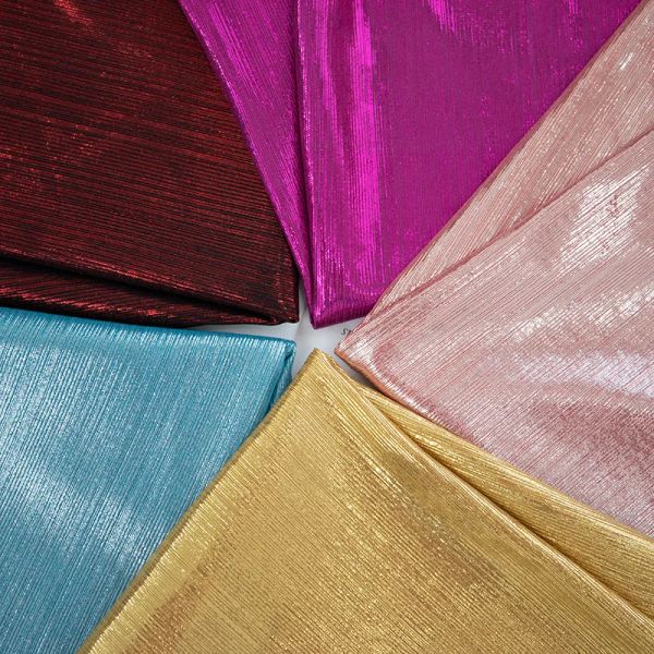 Tissu en soie brillante tricoté extensible doré, vêtements de Style ethnique, matériel en Polyester, vente en gros, tissu au mètre pour la couture et le bricolage