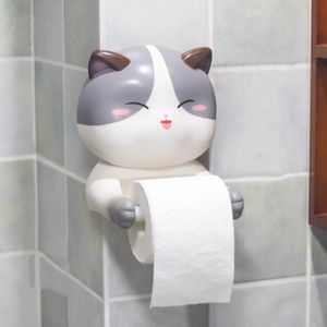 Stof Cartoon Kat Vorm Toiletrolhouder Creatieve Muurgemonteerde Punchfree Papierrol Tissue Handdoekenrek voor Badkamer Keuken