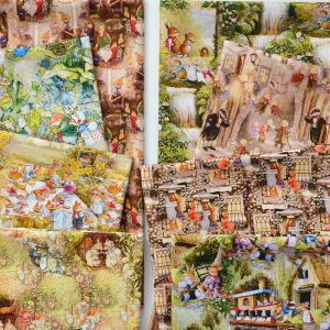 Stoffen Cartoon Fox Forest Familie Print Animatie Katoen Fabric voor kinderkleding Handboek Decoratieve achtergronddoek