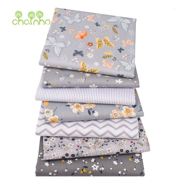 Tela Chainho, tela de sarga estampada de algodón, serie Floral gris, tela de retazos para costura artesanal, acolchado, Material de cama para bebés y niños 230720