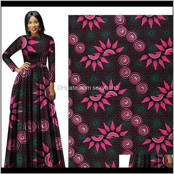 Ropa de tela Ankara Estampados de poliéster Binta Cera real 6 yardas Tela africana para vestido de fiesta Barco Of3Es172g