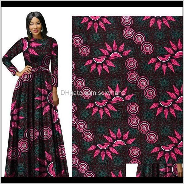 Ropa de tela Ankara Estampados de poliéster Binta Cera real 6 yardas Tela africana para vestido de fiesta Barco Of3Es269l