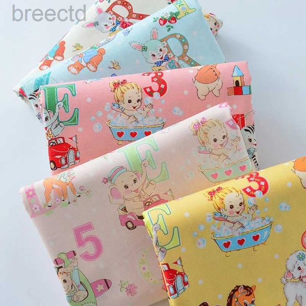 Tissu coton tissu dessin animé motif imprimer les lettres d'animaux pour coudre des vêtements pour enfants pimpondra-patchwork par un demi-mètre D240503