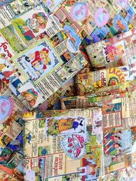 Stof katoenen stof retro cartoon kranten en strips gedrukt voor het naaien van kinderen kleding beddengoed decoratie per halve meter d240503
