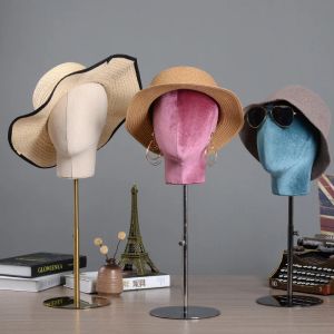 Couverture de tissu mannequin têtes mannequin avec support en métal pour la perruque et l'affichage du chapeau