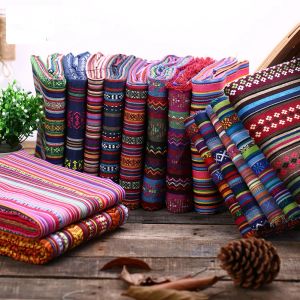 Tissu bricolage ethnique rideau coton lin tissus textile pour patchwork nappes canapés couture artisanat matériaux tissu sac tissu tissu