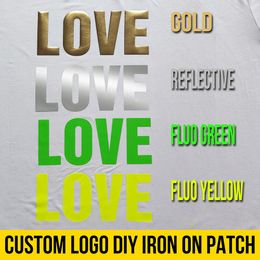 Tela Diy Transferencia de calor Iron en pegatinas para ropa y parche de cuero Ironón Gold Silver Fluorescente VERDE Fluorescente Amarillo