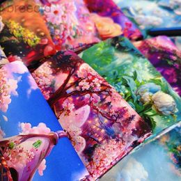 Fabric Fantasy Fairyland Digital Printing tissu hd 3d château fleurs mandala pour coudre des vêtements bricolage faits à la main par un demi-mètre D240503