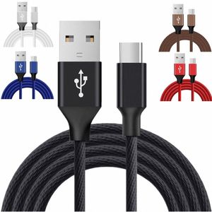 câbles de câble de charge rapide en tissu Câble de chargeur de données USB tressé à grande vitesse de 1 m 3 pieds pour téléphone Samsung note 8 s8 plus android