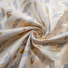 Tissu Jacquard en relief avec plumes dorées, 50cm x 140cm, pour robe de printemps et d'automne, vêtements pour femmes