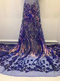 Stof gradiënt glanzende pailletten stof geometrisch patroon kunstmatige kant stof kleding trouwjurk ontwerper breed 128cm verkocht op maat gesneden