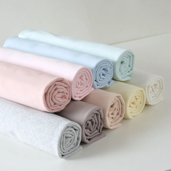 Tissu Demi-mètre de qualité A 100% coton brossé, tissu tricoté pour bébé et enfant, vêtement de couleur unie, tissu de flanelle confortable T1066