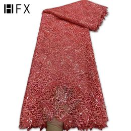 Tissu HFX – tissu africain en dentelle Guipure, de haute qualité, avec paillettes, cordon français, pour mariage, 4,5 m, F7152, 2022