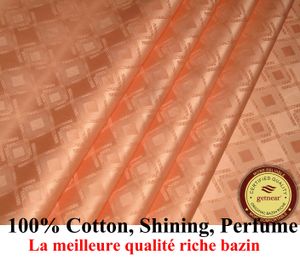 Stof van hoge kwaliteit perzik Bazin Riche stof Duitsland kwaliteit 10 yards/bag Guinea Brocade kledingstuk stof 100% zachte katoenen stof met Perf