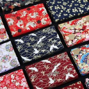 Stof Japanse stijl kimono 100% katoenen stof vergulden printen cheongsam doek voor kleding patchwork home textielmateriaal 14548cm 230419