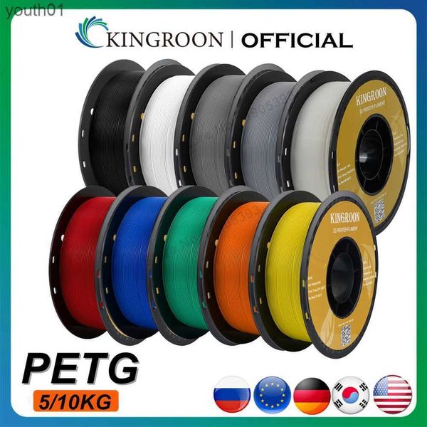 Filament d'imprimante 3D KINGROON PETG, 1.75mm, 5KG, 10KG, mélange de couleurs, matériau d'impression 3D, 1kg/rouleau, plastique PETG pour imprimante 3D FDM zln231109