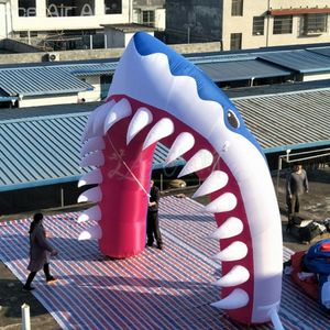 4m W Ingangsboog Opblaasbare Shark Mouth Archway Event Decoration Animal Gantry voor advertentie of promotie in speeltuin en Center Park