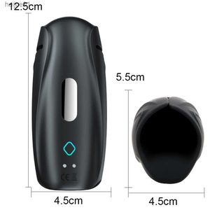 Stof Mannelijke Masturbatie Penis Pomp Vibrator Stimuleren Eikel Vibrerende Stimulator Penis Vertraging Trainer Vliegtuigen Cup 10 Speed L230518